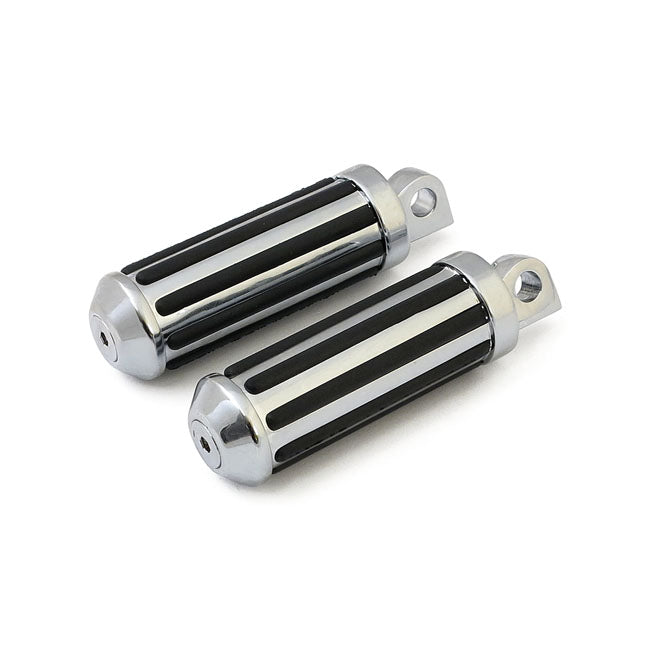 Rail foot pegs small diameter Chrome w/rubber inlays