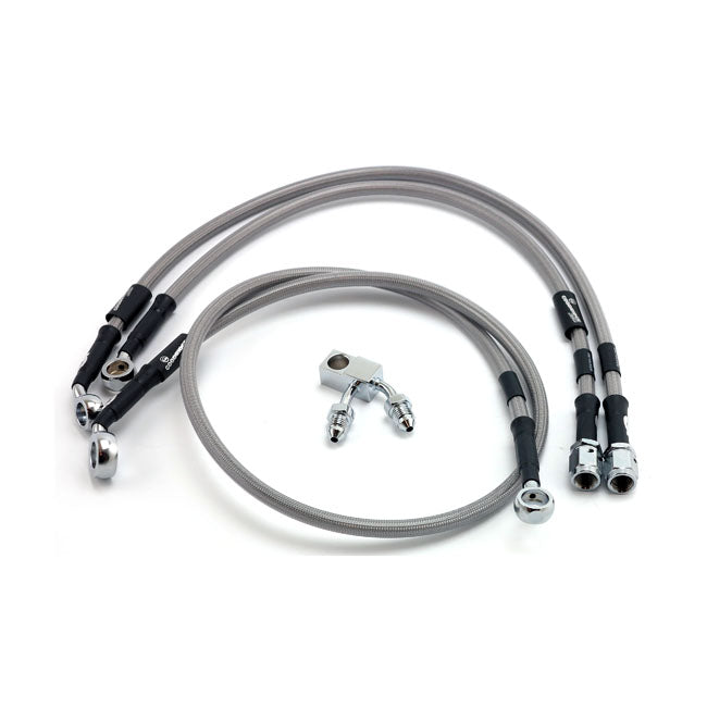 MCS by Goodridge brake line front, stainless clear coated