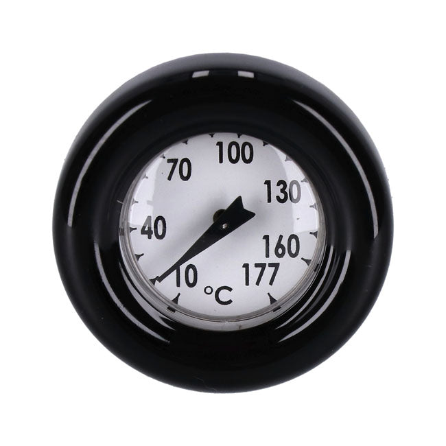 Oil tank dipstick with temperature gauge Black w/white face
