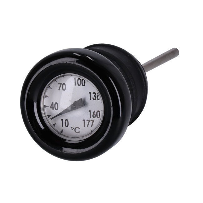 Oil tank dipstick with temperature gauge Black w/white face