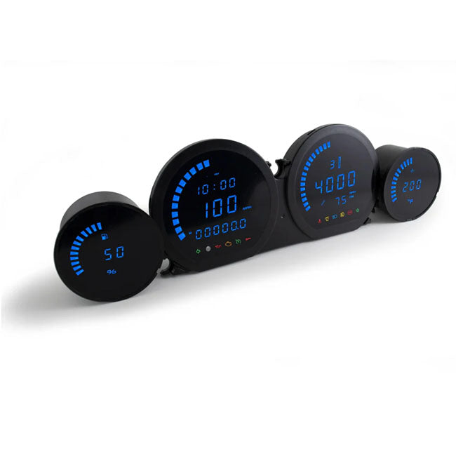 KOSO, HD-06 4-piece gauge kit. Blue display
