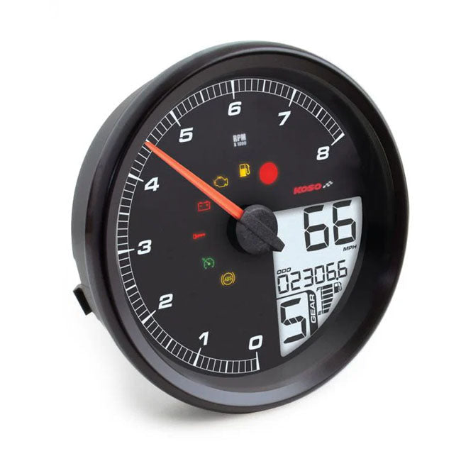 KOSO, HD-05 speedometer tachometer Black bezel
