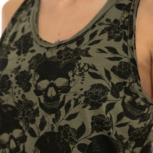 Von Dutch AOP Skull female top khaki