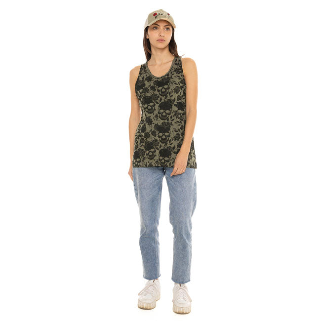 Von Dutch AOP Skull female top khaki