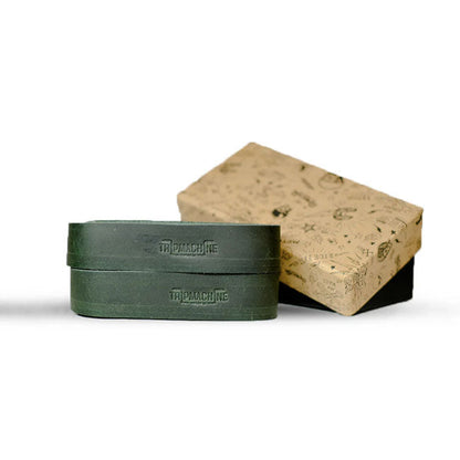 Trip Machine, leather handlebar grip wraps. Forest Green