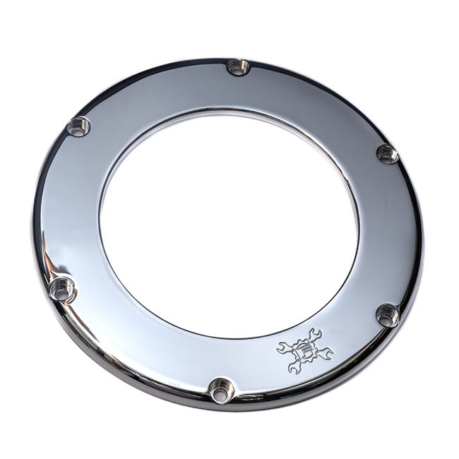 Feuling, replacement BA air filter cover. Chrome. Clear