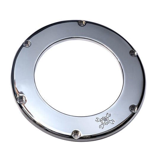Feuling, replacement BA air filter cover. Chrome. Clear