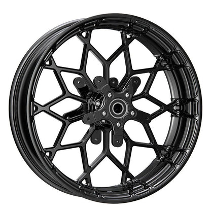Arlen Ness, 18x5.5 Fat Factory ''Prodigy'' wheel. Front. Black