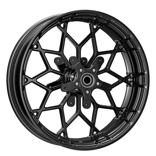 Arlen Ness, 21x5.5 Fat Factory ''Prodigy'' wheel. Front. Black