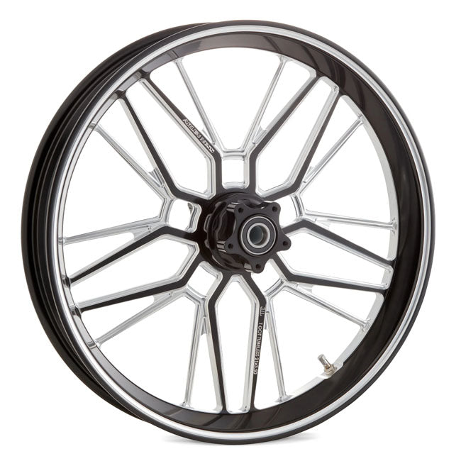 Arlen Ness, rim Split Spoke 21 x 3.5". Front. Black CC