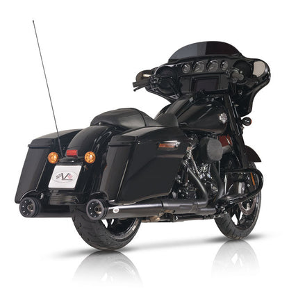 V Performance, 114mm Double Ring slip-on mufflers. Black Cer