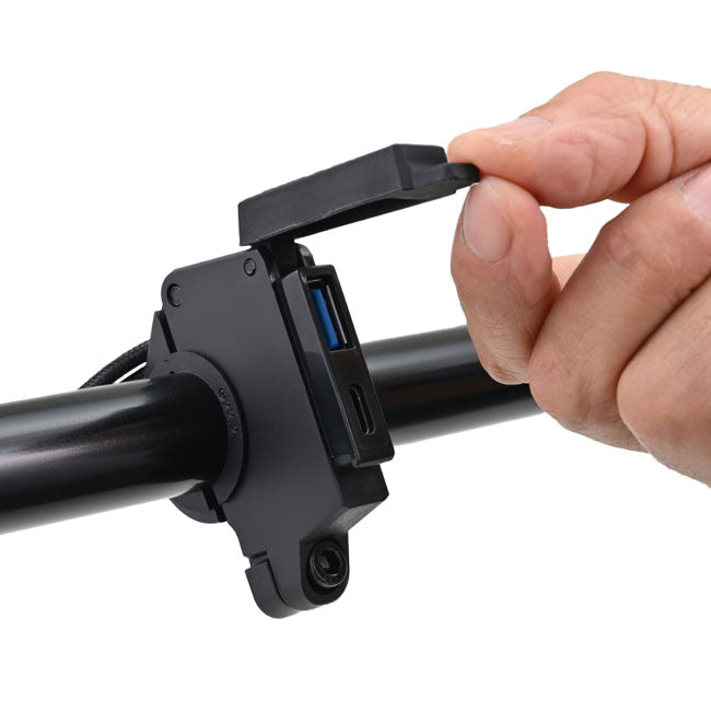 Daytona, handlebar mount USB-A/C slim mount charge port kit