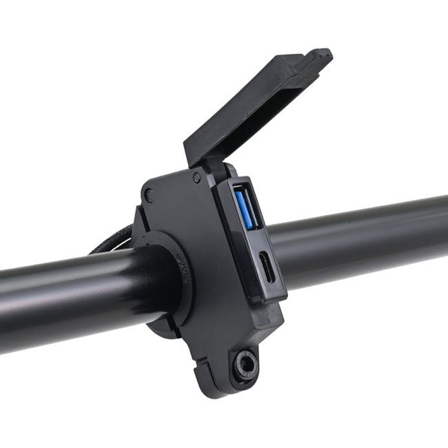 Daytona, handlebar mount USB-A/C slim mount charge port kit