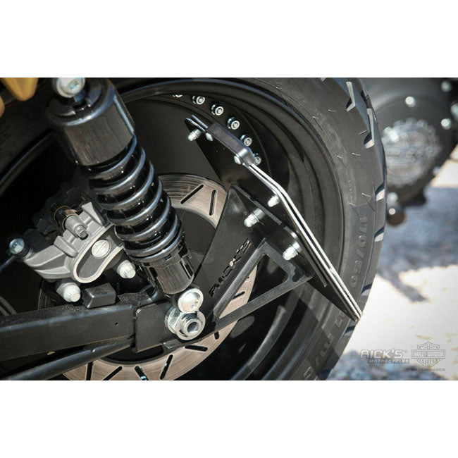*14 DAYS EXTRA TRANSIT TIME* Rick''s Motorcycles, side mount license plate kit short.Black