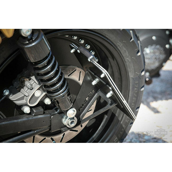 *14 DAYS EXTRA TRANSIT TIME* Rick''s Motorcycles, side mount license plate kit short.Black