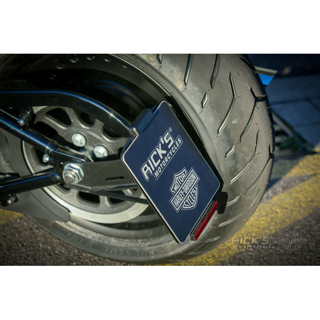 *14 DAYS EXTRA TRANSIT TIME* Rick''s Motorcycles, side mount License plate bracket. Black