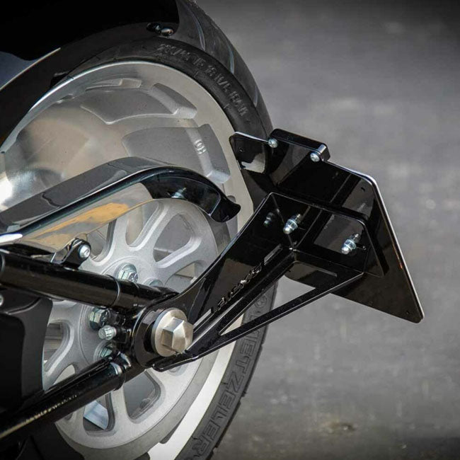 *14 DAYS EXTRA TRANSIT TIME* Rick''s Motorcycles, side mount License plate bracket. Black