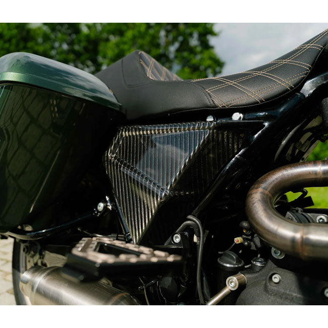 Tommy & Sons, FXR style carbon side cover set. Woven