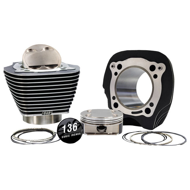 S&S, M8 132/136" big bore cylinder & piston kit. HC 0cc