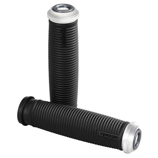Fangster, handlebar grip set. Chrome smoky