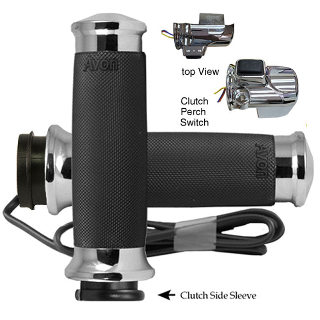 Avon, Heated Custom Contour Grips, Chrome e- Throttle