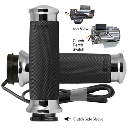 Avon, Heated Custom Contour Grips, Chrome e- Throttle
