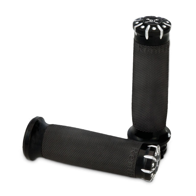 Burly, Hawk Billet grip set Black CC stripes/dots