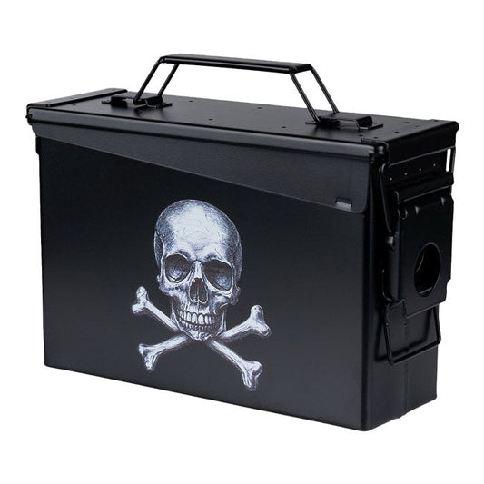 Army Surplus Ammo Skull and Bones box black