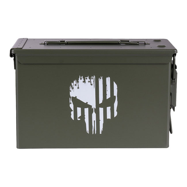 Army Surplus Ammo Punish Skull box black