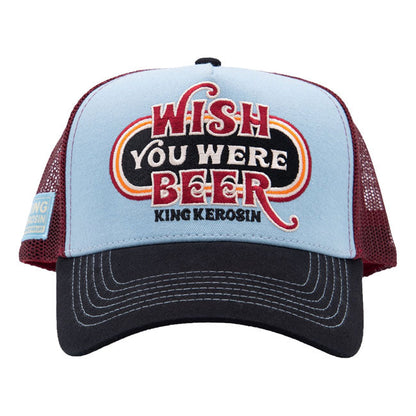 King Kerosin Wish You Were Beer trucker cap skyblue/black
