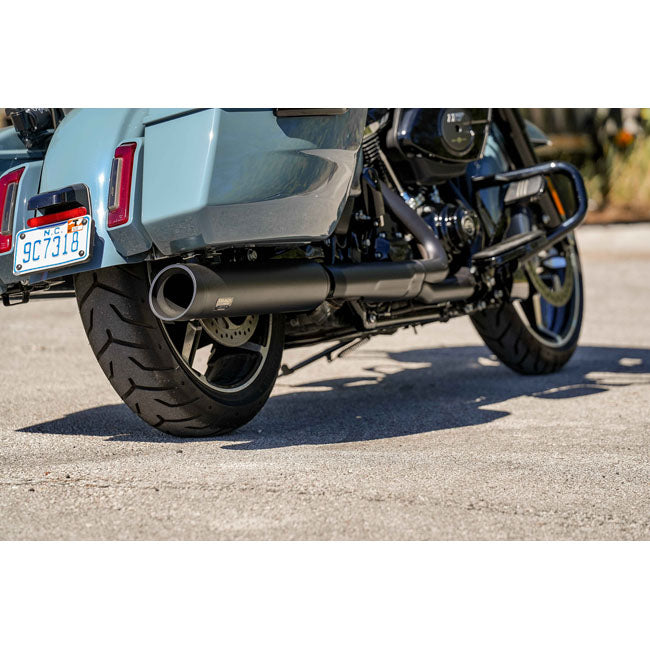 Track Series, 2-1 slip-on muffler. Black. Slash Cut