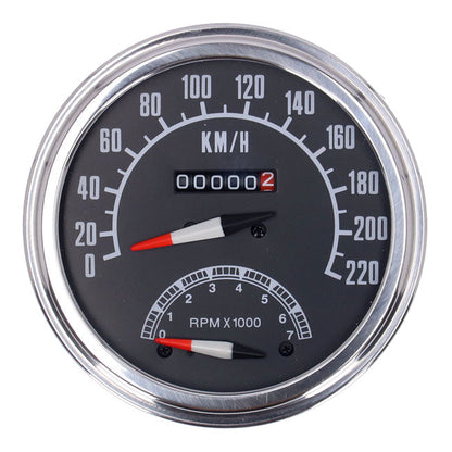 FL speedo/tachometer, ''73-84 face'', black. 1:1 kmh