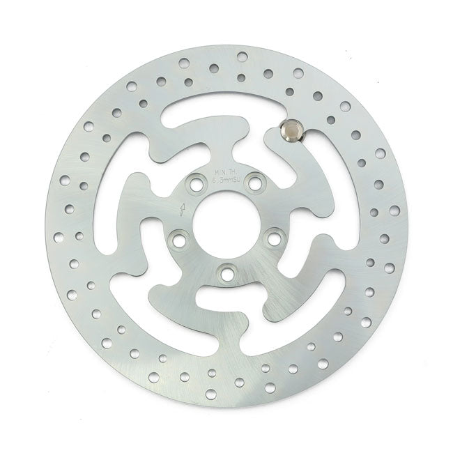 Brake rotor rear, drilled. Zinc plated steel