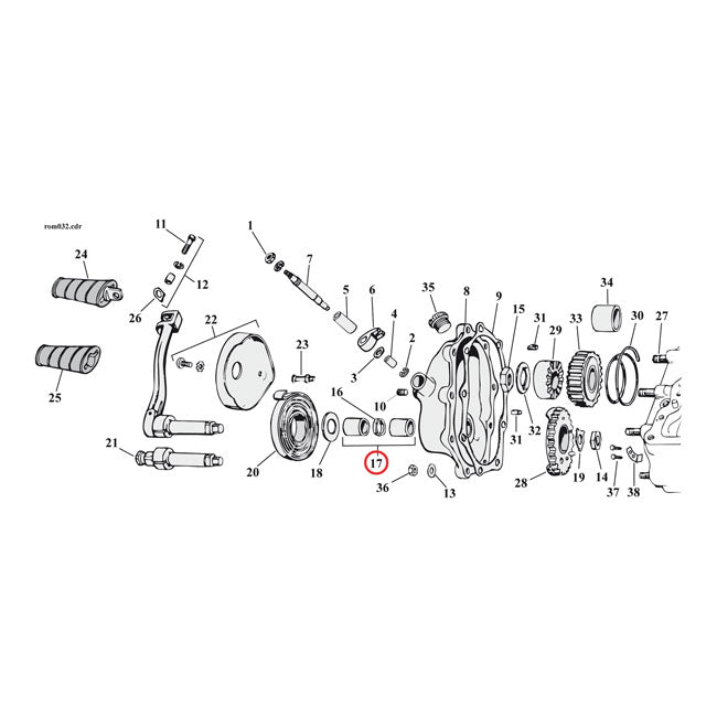 JIMS, kickstart shaft bushing and O-ring kit. STD size