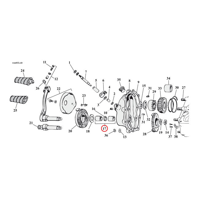 JIMS, kickstart shaft bushing and O-ring kit. +.005" OD