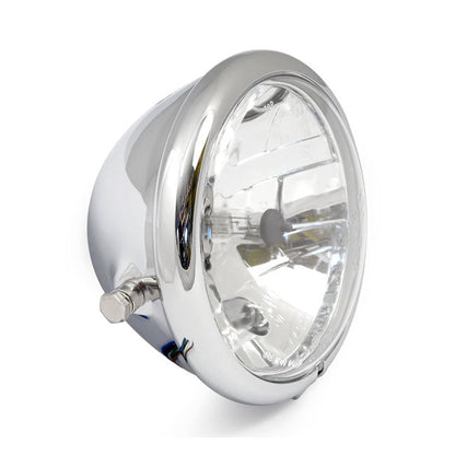 Bates style 5-3/4" H4 headlamp. side mount. Chrome