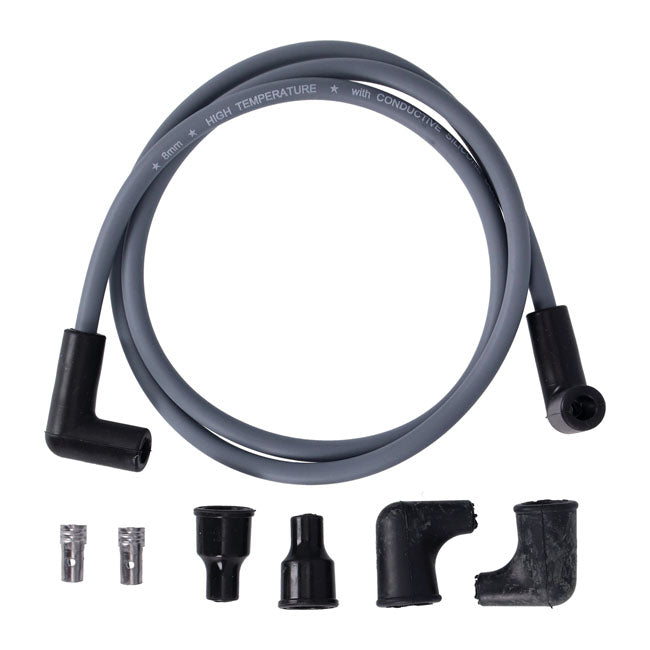 Dynatek, univ. 8mm spark plug wire set, 90° plug boot. Gray
