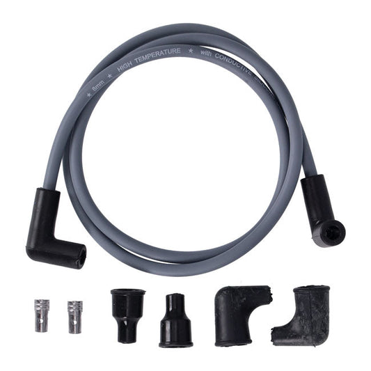 Dynatek, univ. 8mm spark plug wire set, 90° plug boot. Gray