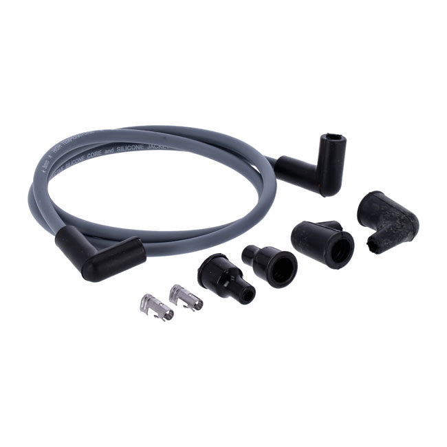 Dynatek, univ. 8mm spark plug wire set, 90° plug boot. Gray