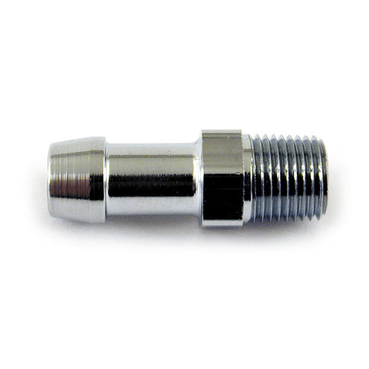 Oil line fitting, straight. 1/8 NPT to 5/16". chrome
