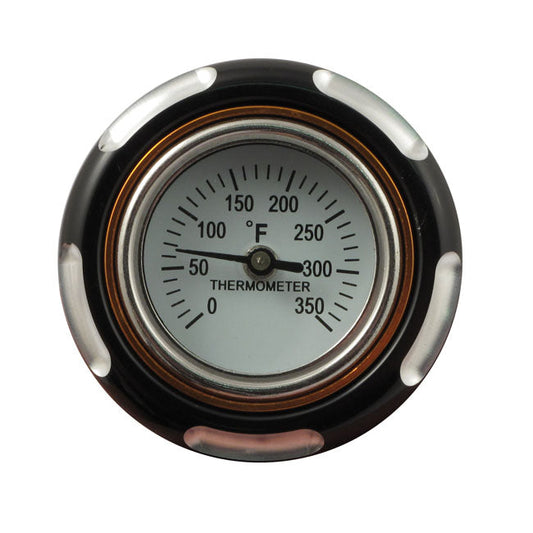 Billet oil cooler, with temperature gauge