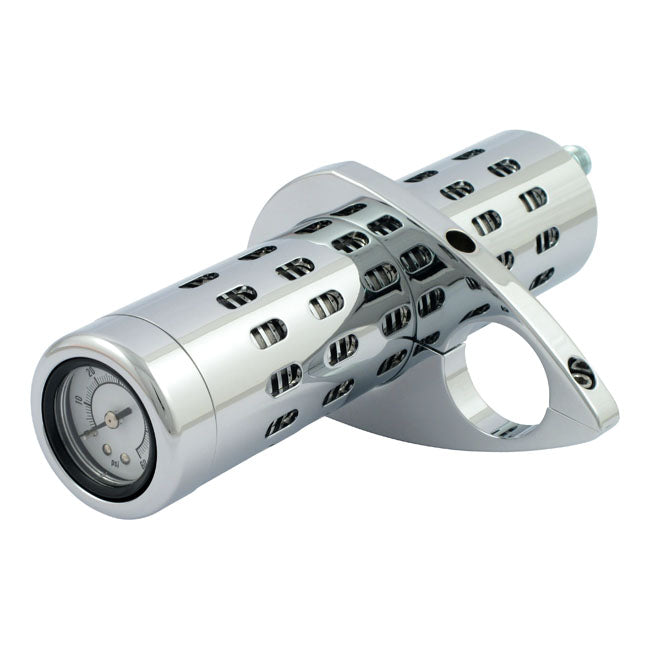 Billet oil cooler, with oil pressure gauge