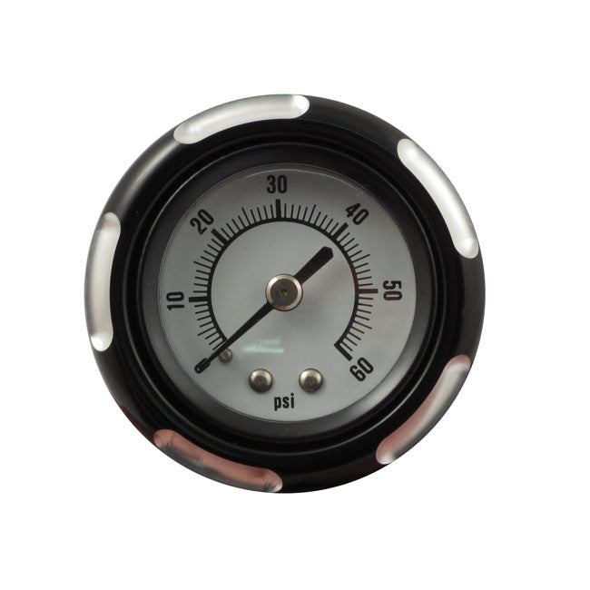 Billet oil cooler, with oil pressure gauge
