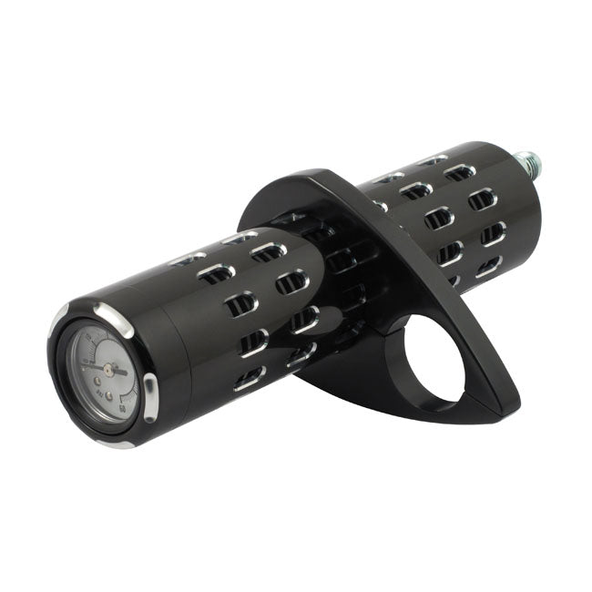 Billet oil cooler, with oil pressure gauge