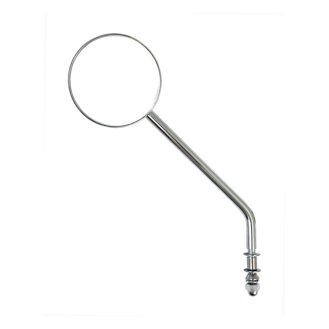 Steel 3" round mirror. Chrome, long stem