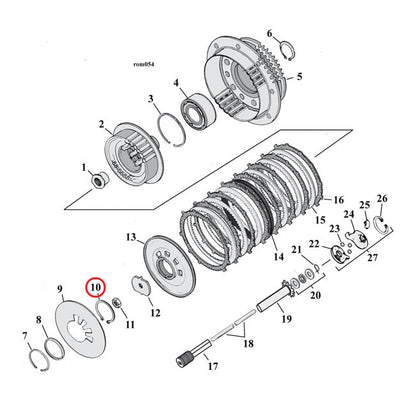 Retaining ring, clutch adjuster plate