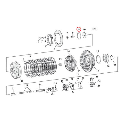 Retaining ring, clutch adjuster plate