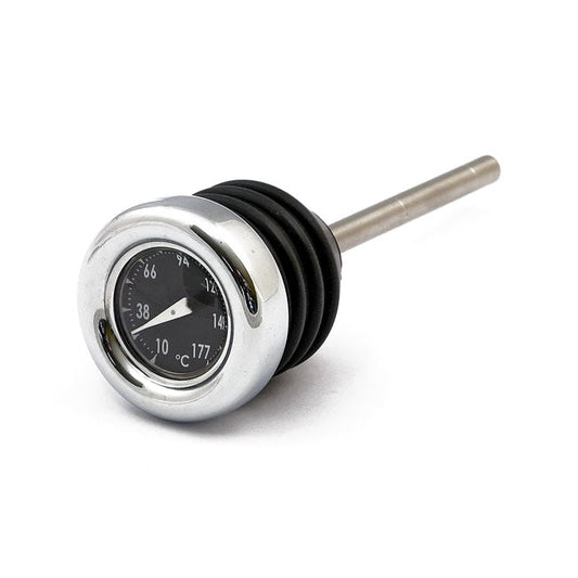 Oil tank dipstick with temperature gauge Chrome black face