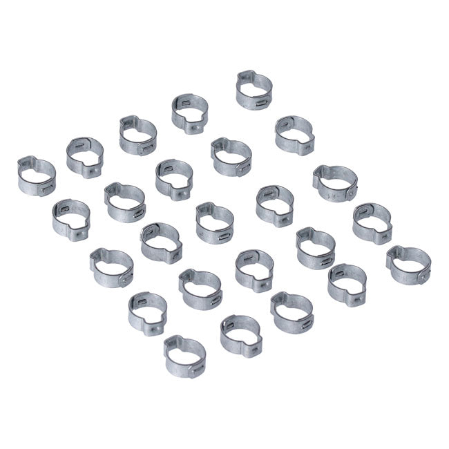 Crimp hose clamp, 17/32" (13.5mm) ID. Zinc