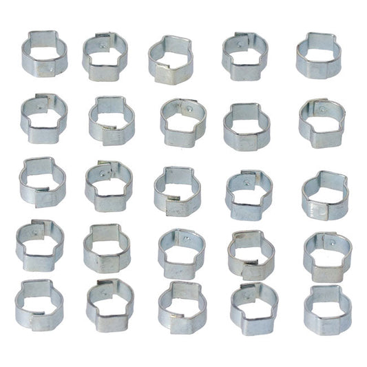 Crimp hose clamp, 7/16 (11.18mm) ID. Zinc